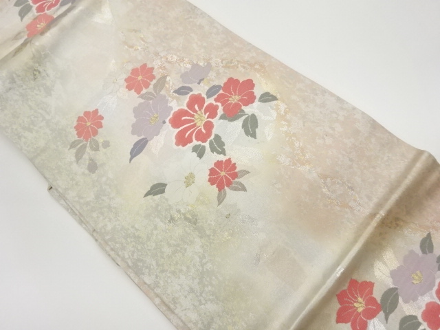 JAPANESE KIMONO / VINTAGE NAGOYA OBI / WOVEN FLOWER & RHOMBUS